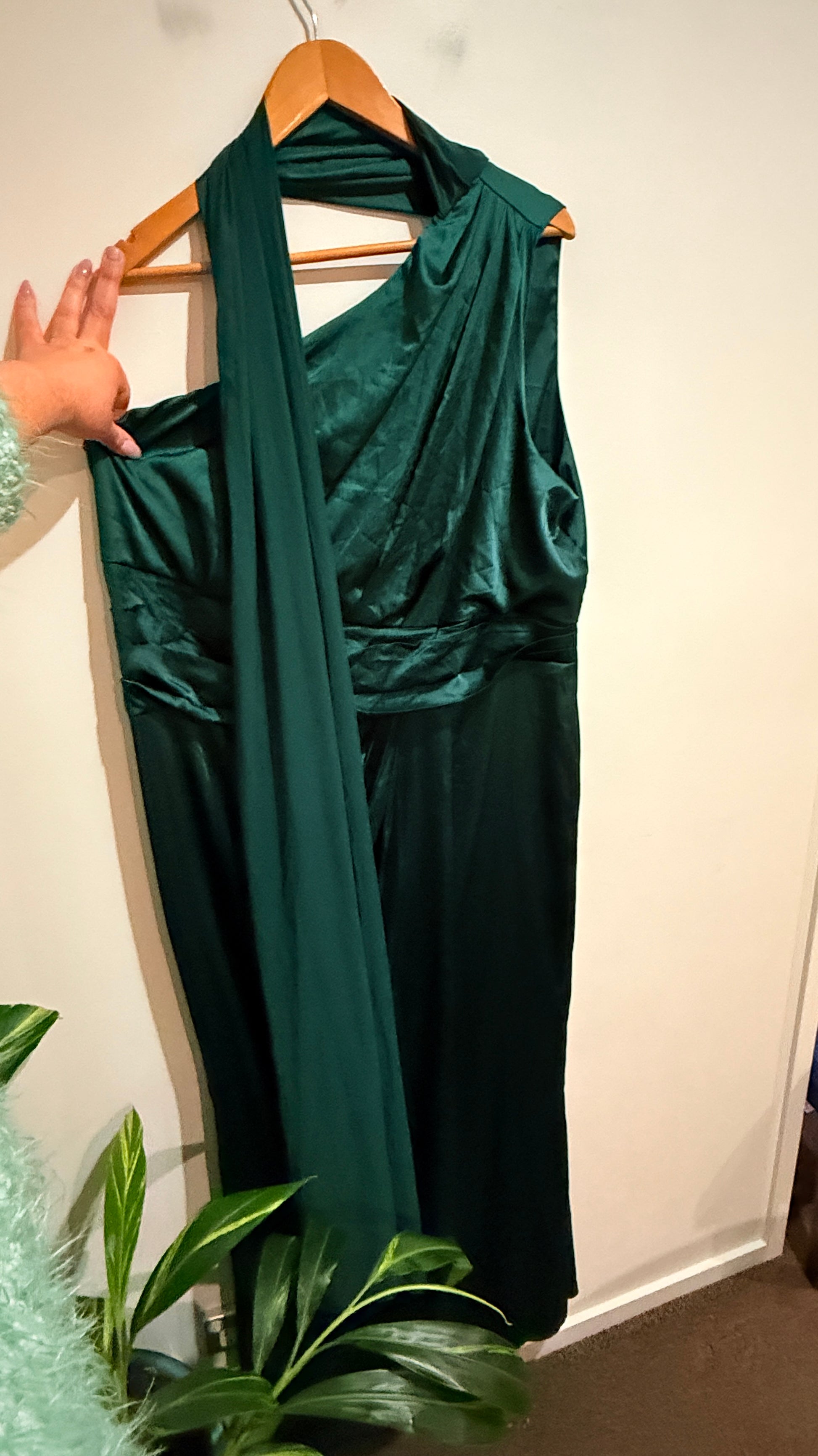 SHEIN Belle Emerald Satin Maxi Dress Size 4XL