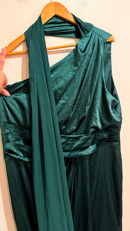 SHEIN Belle Emerald Satin Maxi Dress Size 4XL