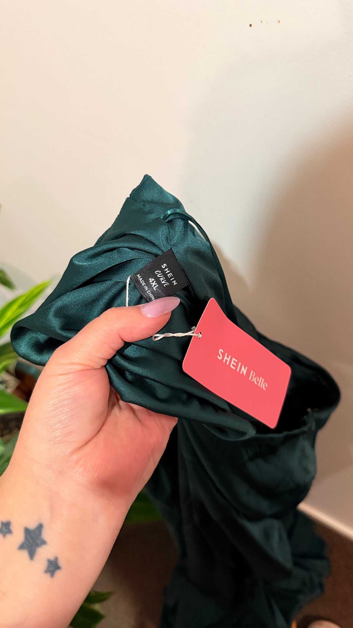 SHEIN Belle Emerald Satin Maxi Dress Size 4XL