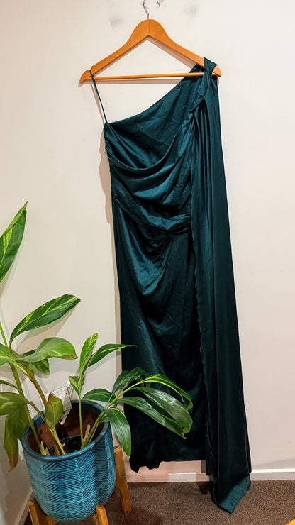 SHEIN Belle Emerald Satin Maxi Dress Size 4XL