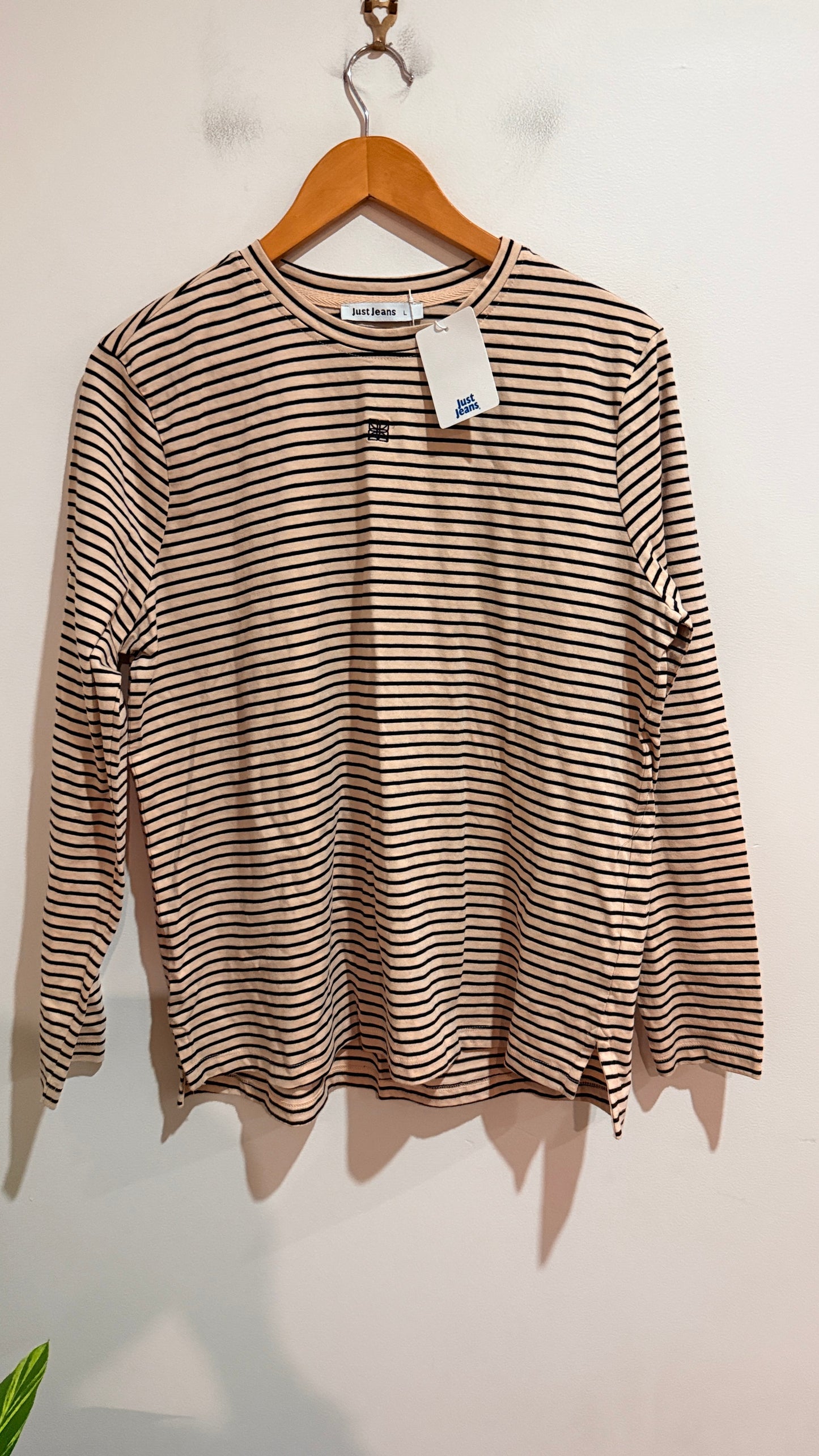 Just Jeans Stone Stripe Long Sleeve Top Size L