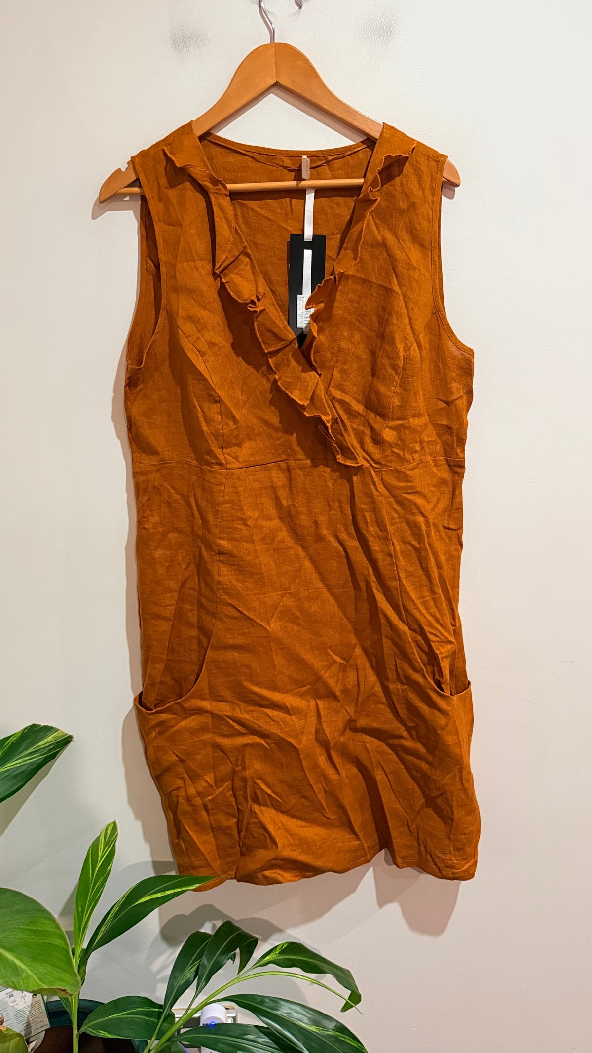 OH3 Gold Linen Tunic Dress Size 14