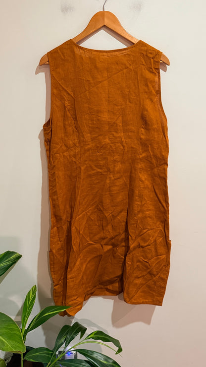 OH3 Gold Linen Tunic Dress Size 14