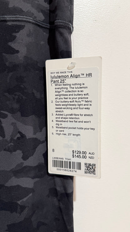Lululemon Align High-Rise Pant 25” Black Camo Size 8