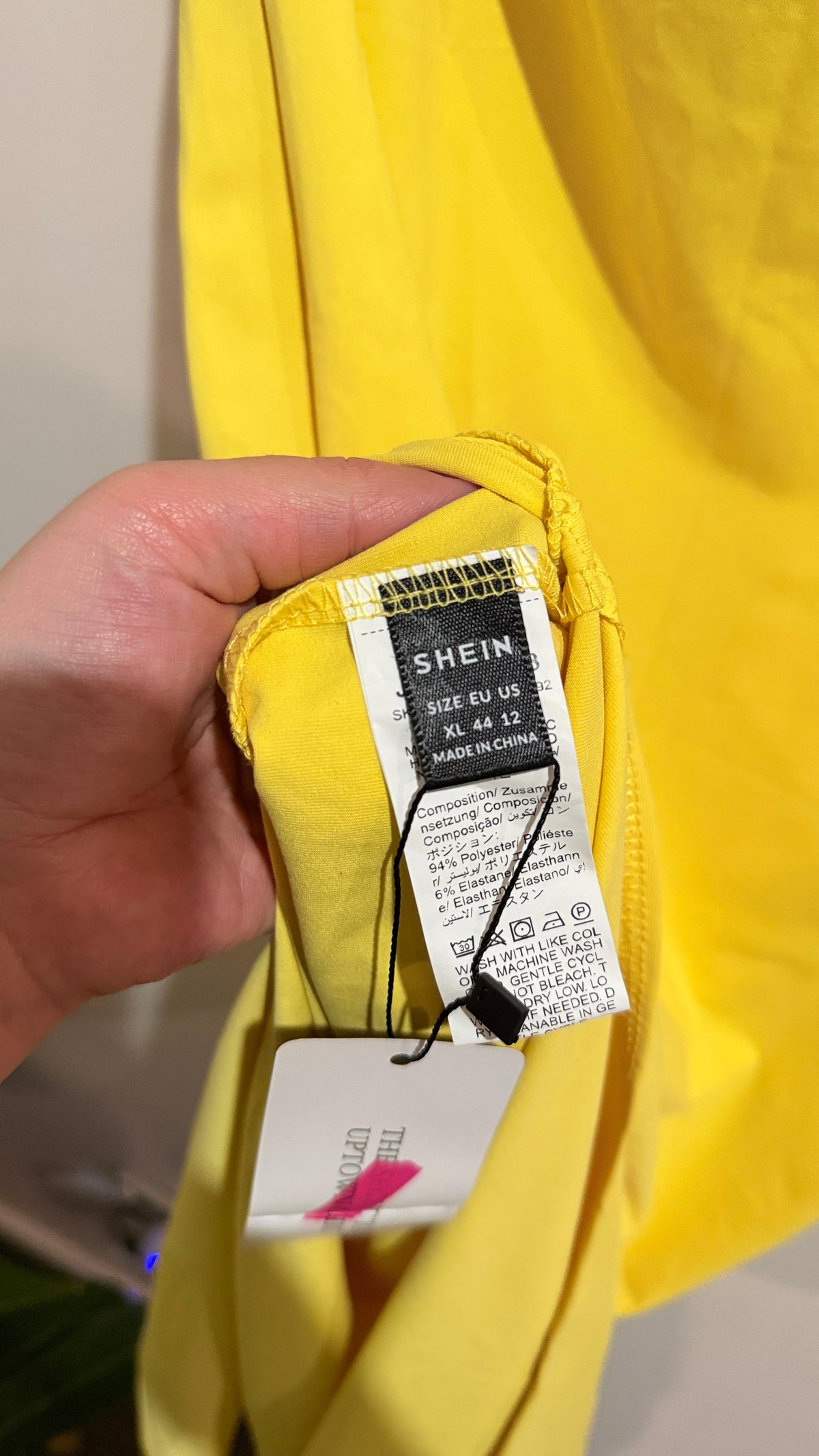 SHEIN Privé Yellow Asymmetric Draped Maxi Dress Size XL