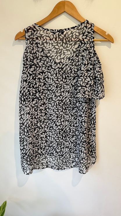 Shanton Cold Shoulder Leaf Print Blouse Size 8