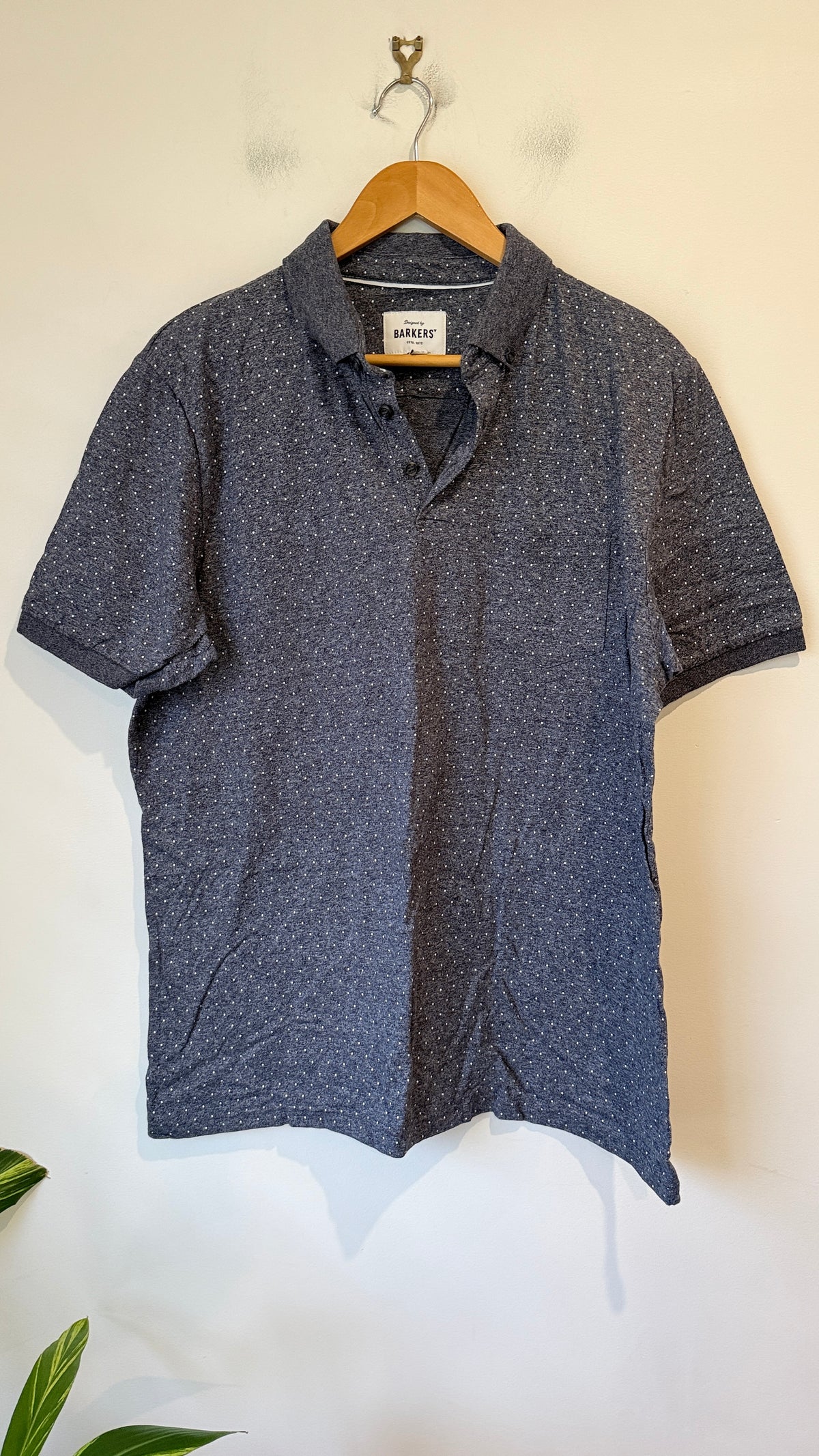 Barkers Polka Dot Polo Shirt U/Arm To U/Arm 56cm Size XXXL