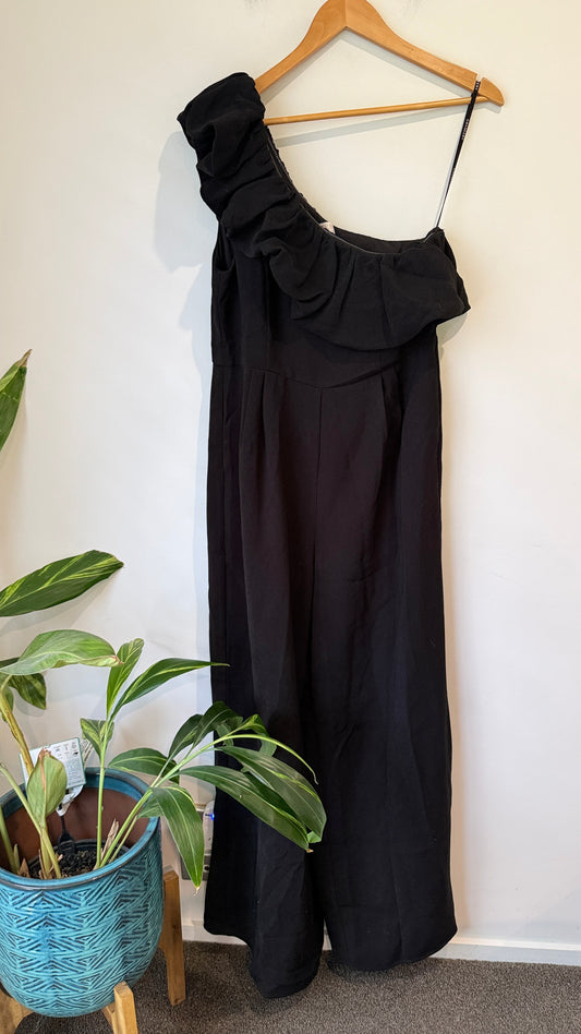 Chancery One Shoulder Ruffle Jumpsuit Size 14