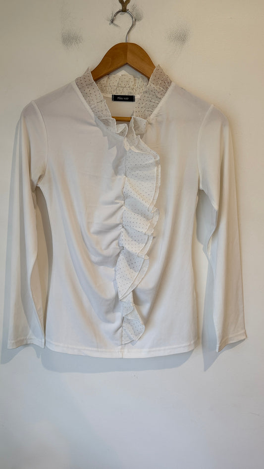 Pleu Voir Ruffle Trim Blouse Size U/arm to U/arm 42cm
