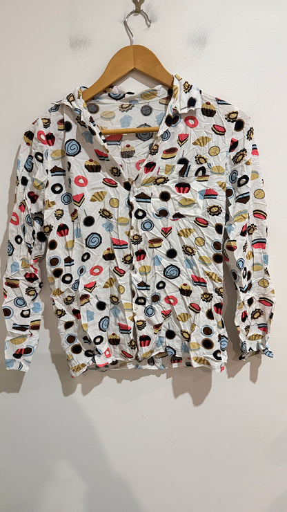 Brand Unknown Dessert Print Button-up Shirt Size U/arm to U/arm 45cm
