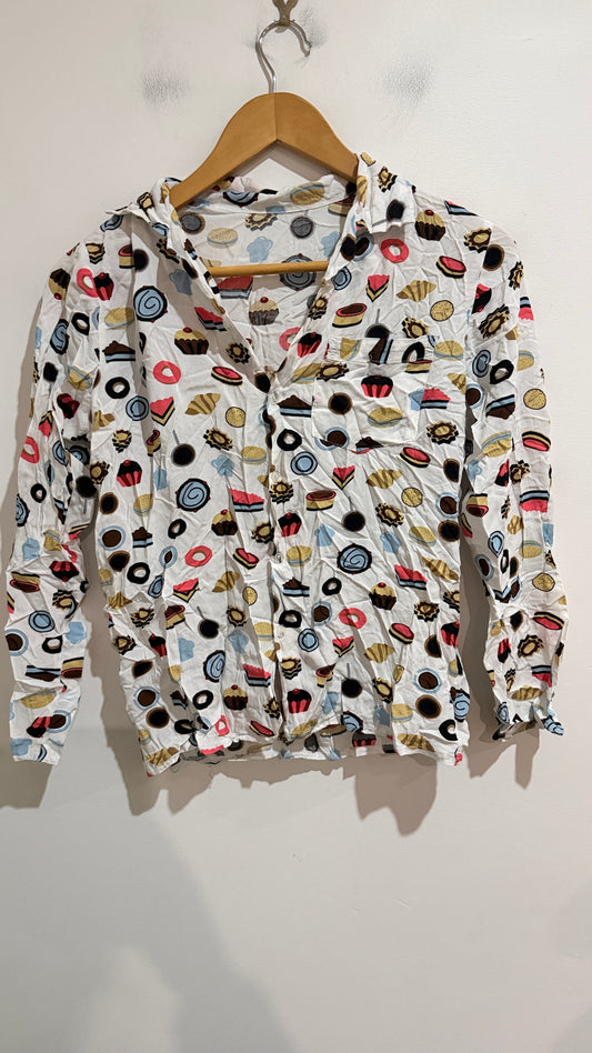 Brand Unknown Dessert Print Button-up Shirt Size U/arm to U/arm 45cm