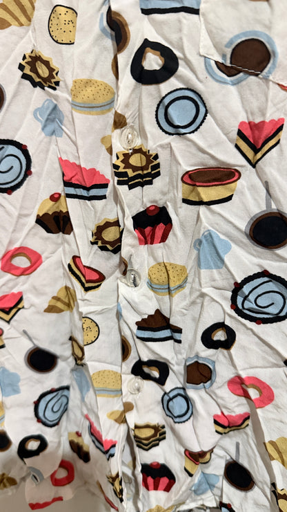 Brand Unknown Dessert Print Button-up Shirt Size U/arm to U/arm 45cm