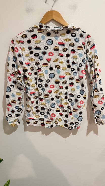 Brand Unknown Dessert Print Button-up Shirt Size U/arm to U/arm 45cm