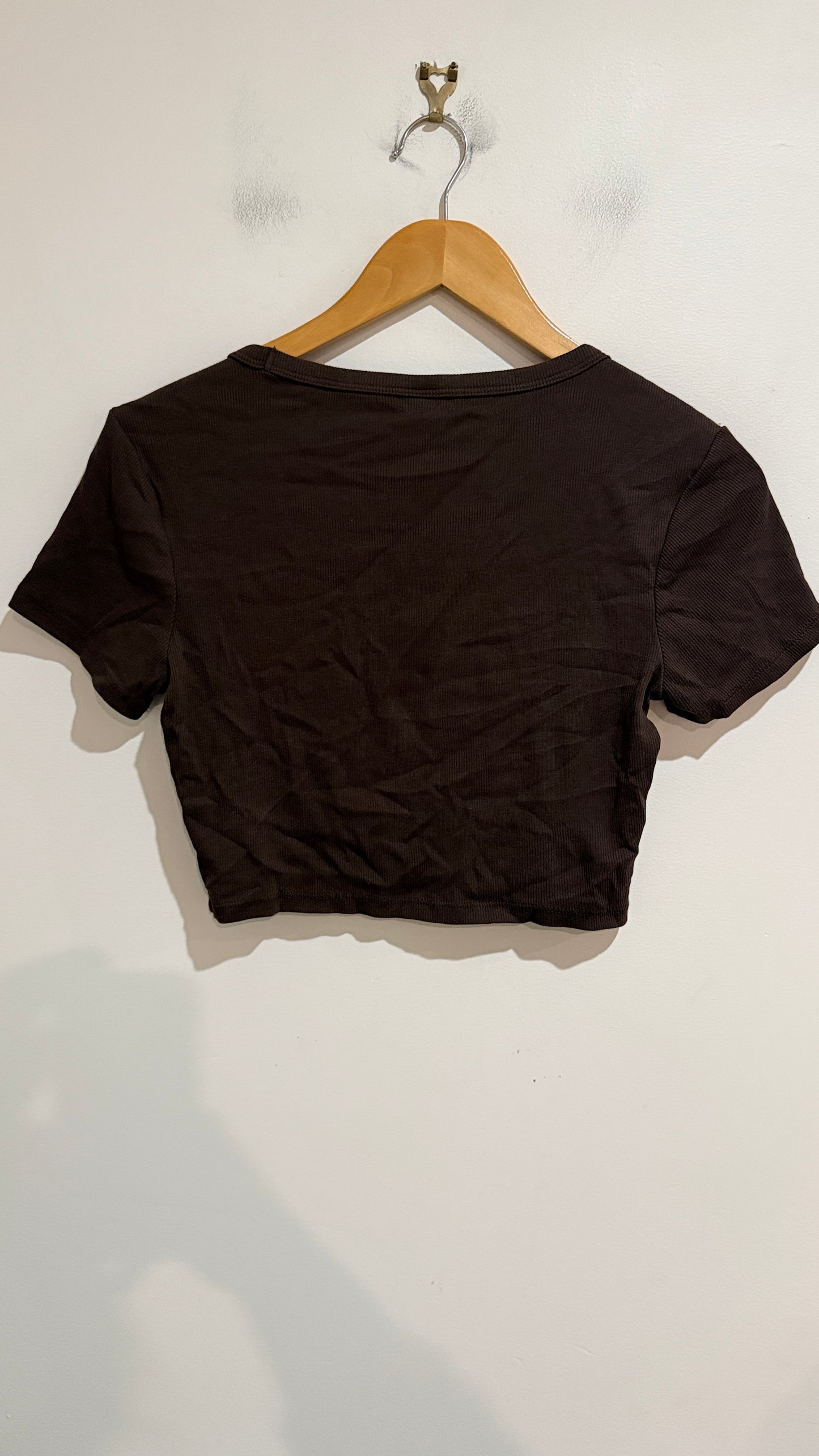 Anko Scoop Neck Ribbed Crop Tee Size 12