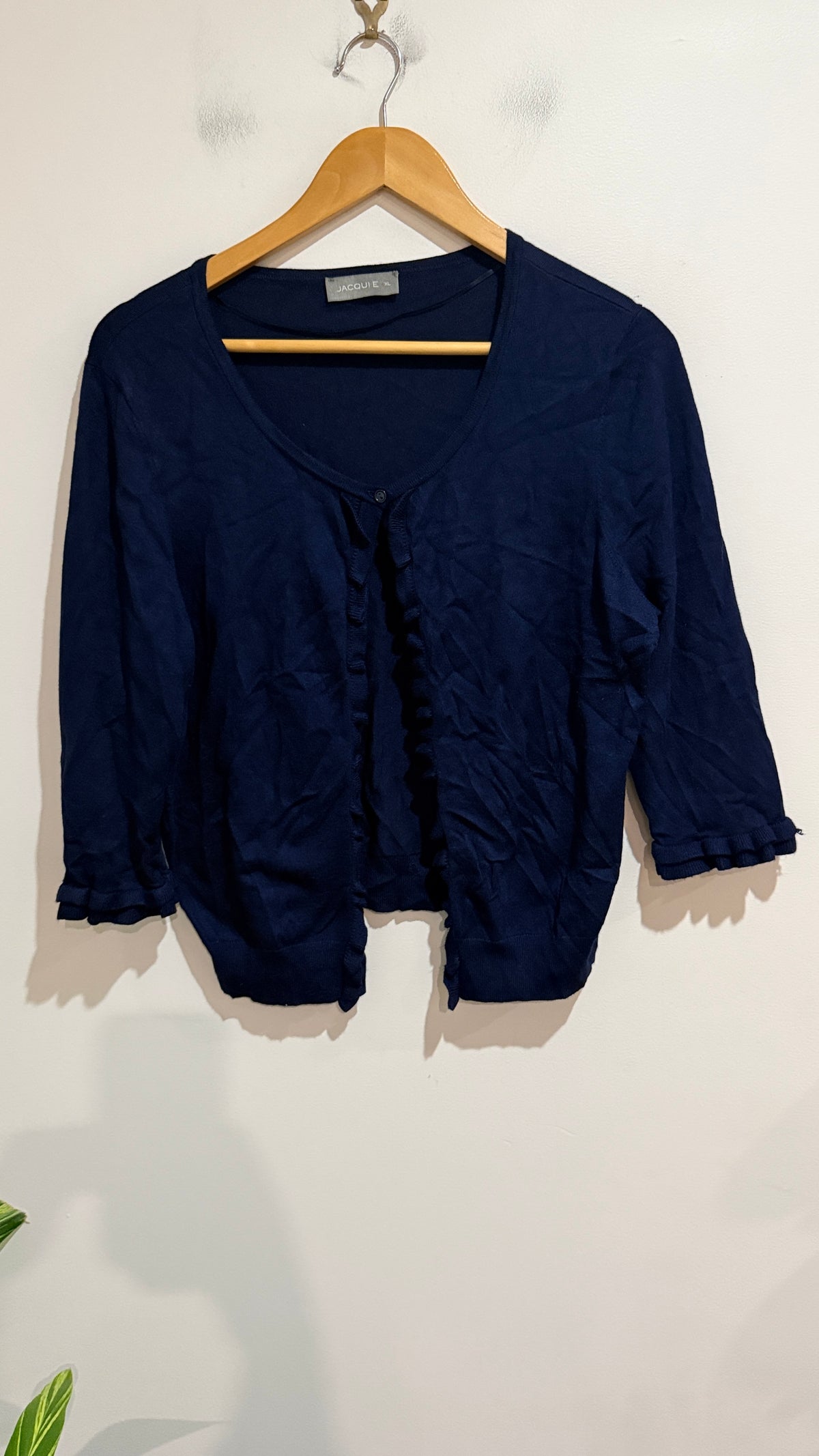 Jacqui.e Ruffle Trim Cardigan Size XL