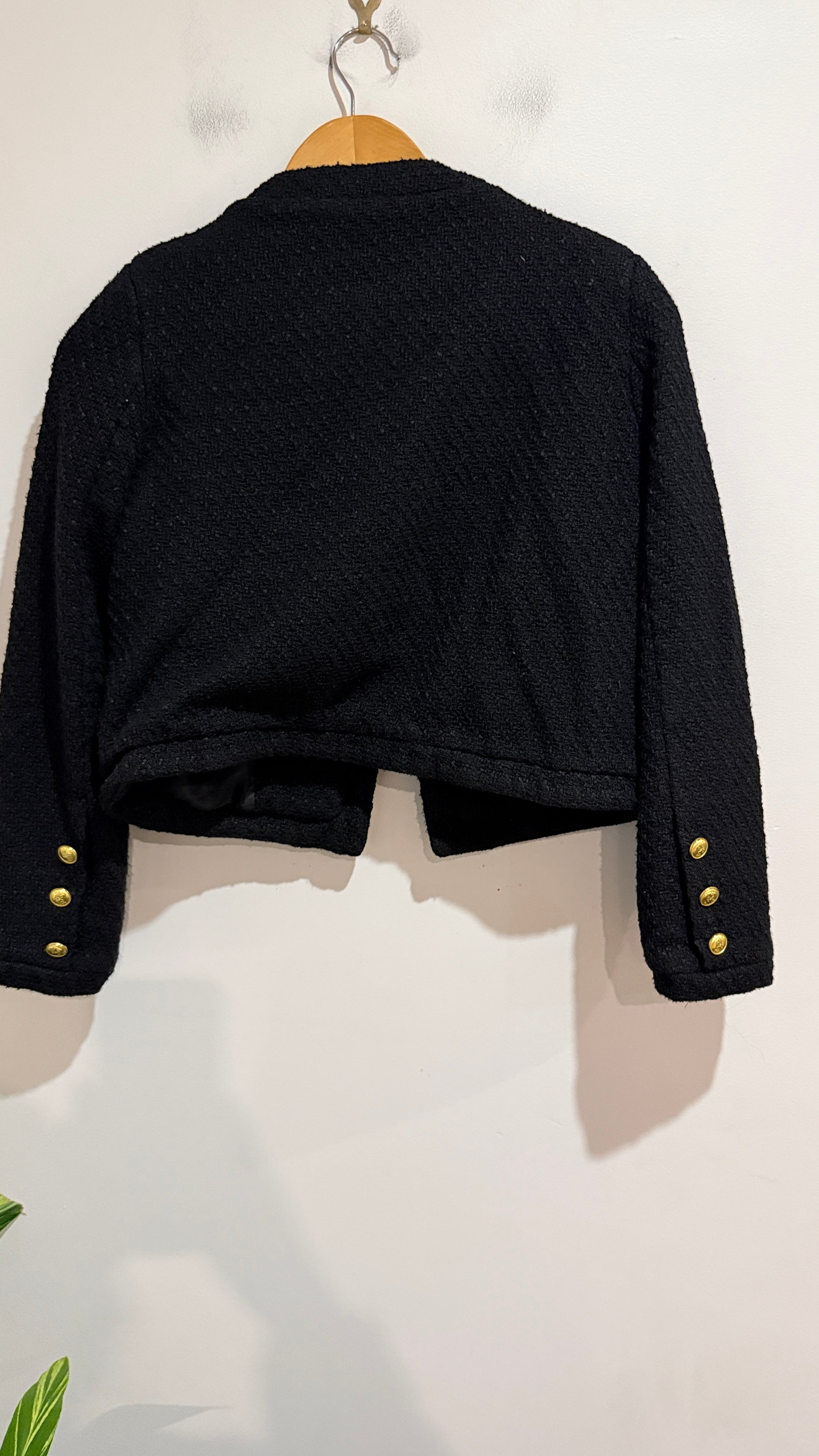 J&y Tweed Bouclé Cropped Jacket Size M U/arm-U/arm 48cm