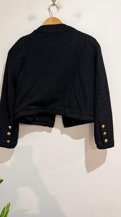 J&y Tweed Bouclé Cropped Jacket Size M U/arm-U/arm 48cm