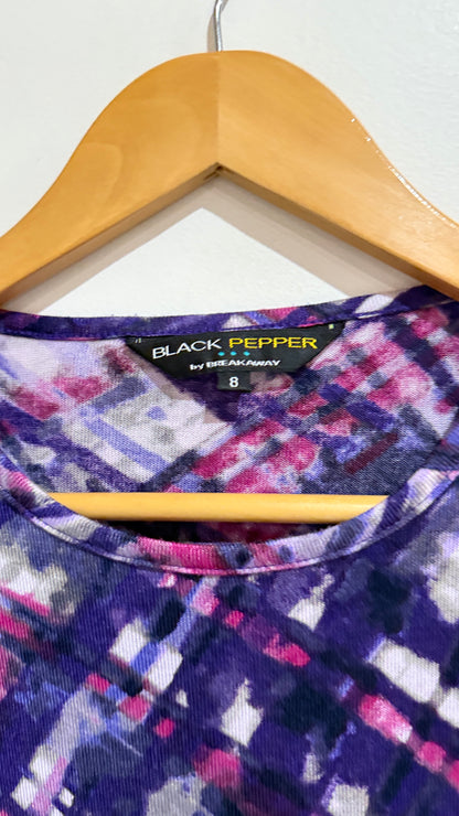 Black Pepper By Breakaway Abstract Plaid Print Top Size 8