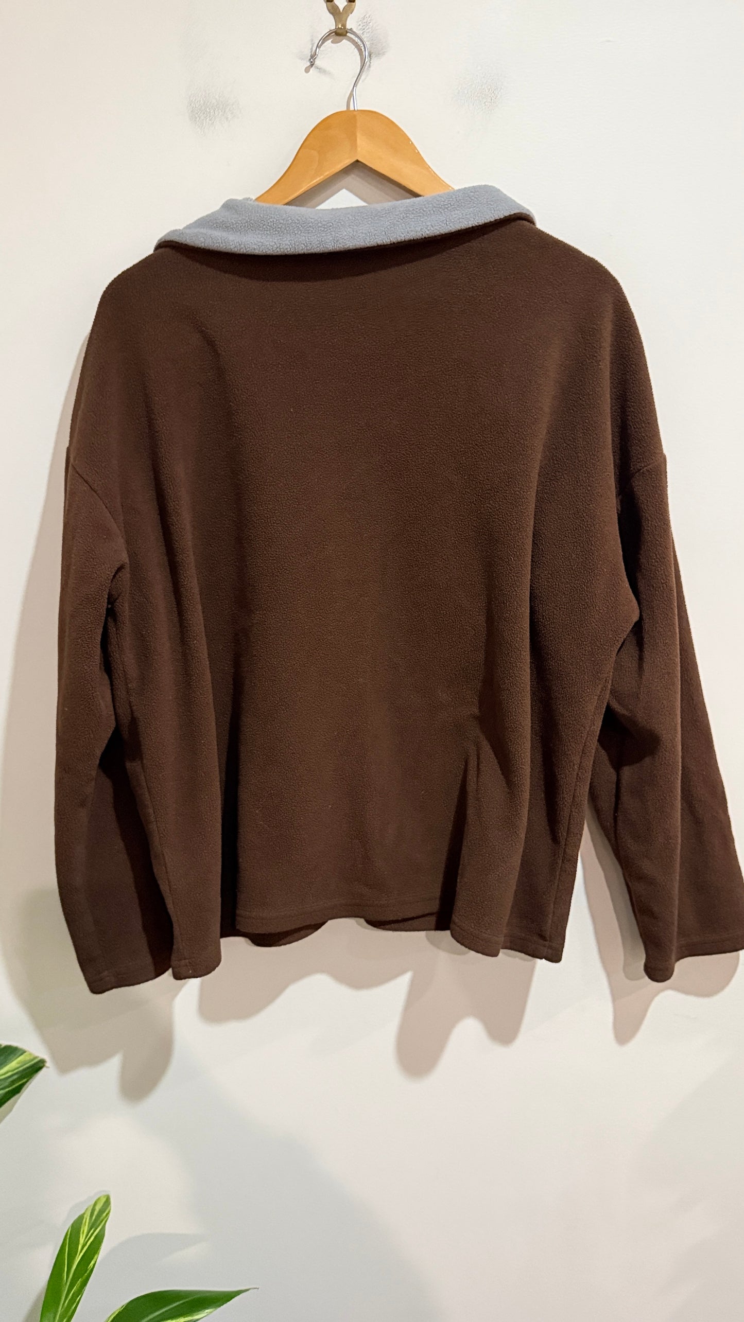 SHEIN Brown Fleece Quarter Zip Pullover Size L