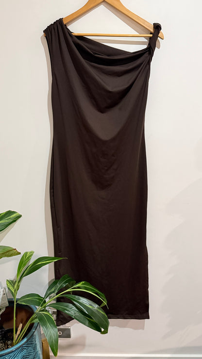 SHEIN Brown Draped Midi Dress Size XL