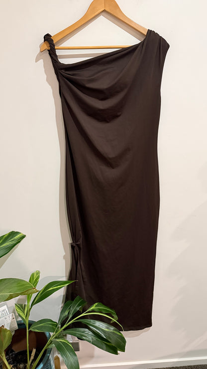 SHEIN Brown Draped Midi Dress Size XL