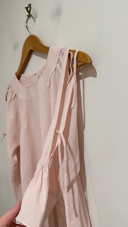 on & on Blush Pink Cold Shoulder Tie Sleeve Blouse Size 1 - 41cm u/arm