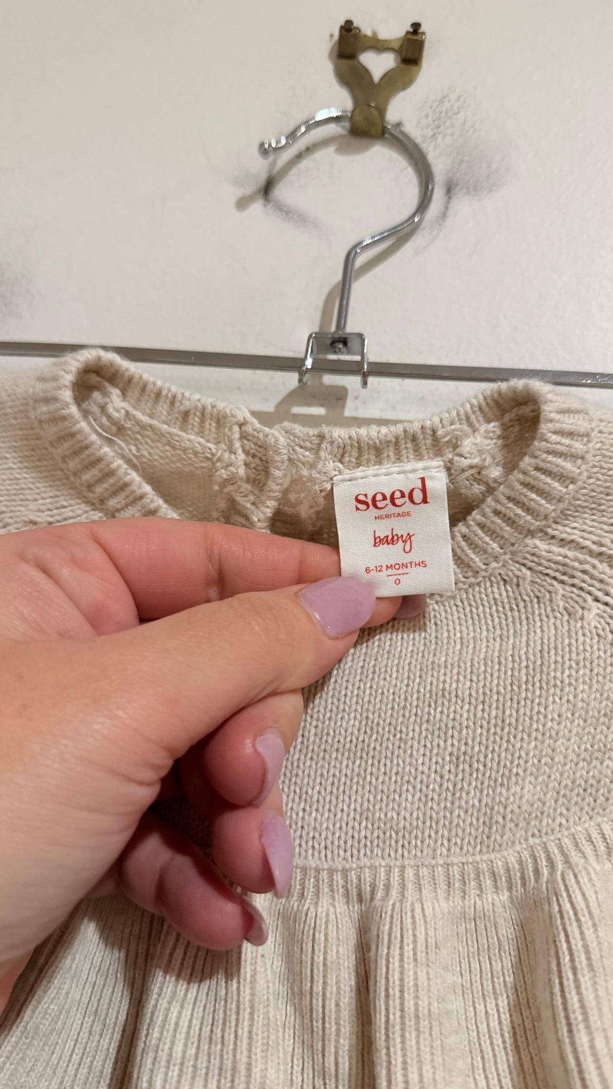 Seed Heritage Baby Oatmeal Ruffle Knit Dress Size 6-12 Months