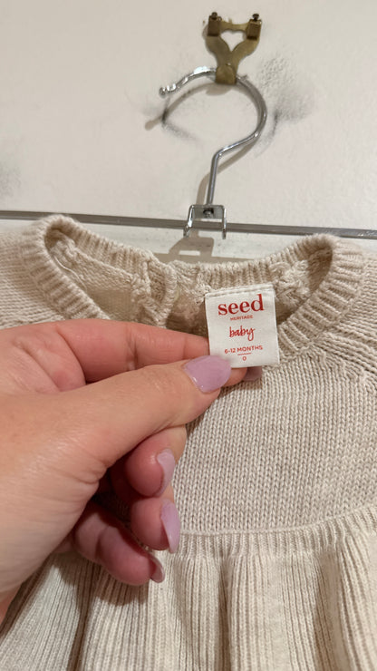 Seed Heritage Baby Oatmeal Ruffle Knit Dress Size 6-12 Months