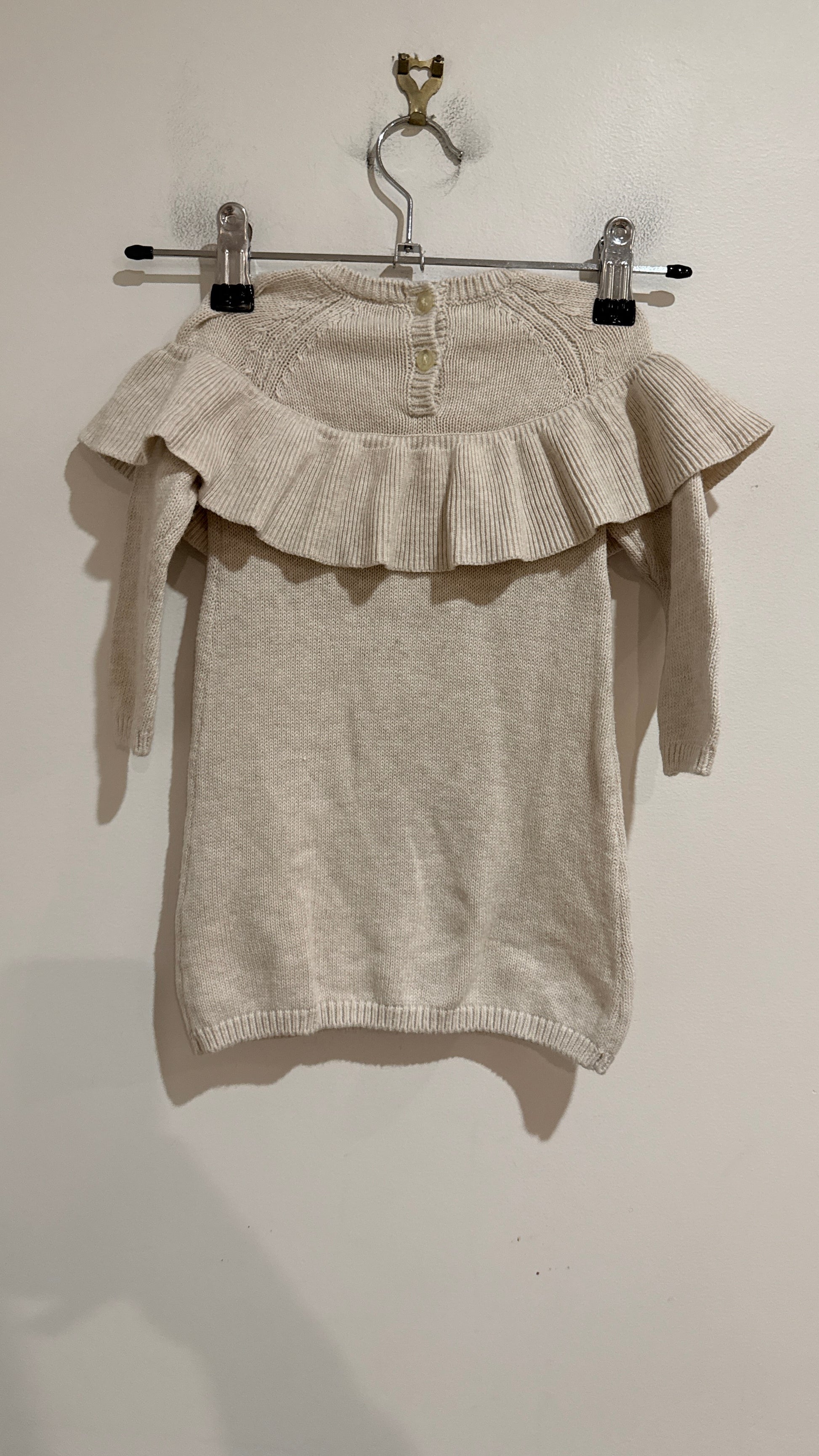 Seed Heritage Baby Oatmeal Ruffle Knit Dress Size 6-12 Months