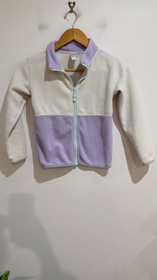 Anko Kids Cream And Lilac Fleece Zip Jacket Size 7