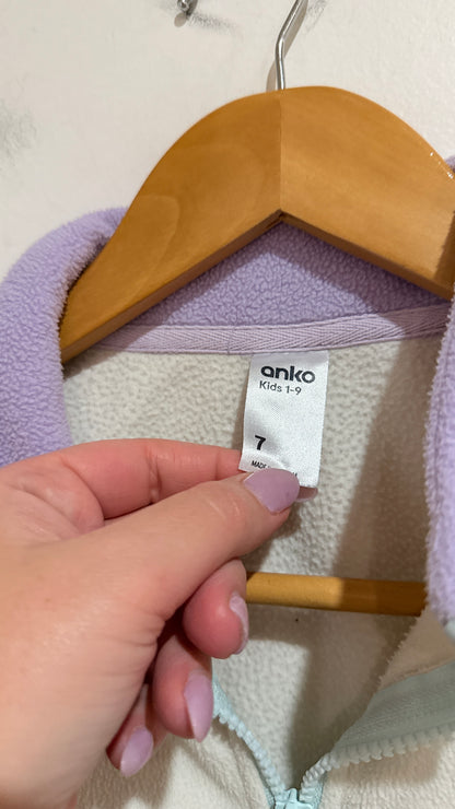 Anko Kids Cream And Lilac Fleece Zip Jacket Size 7