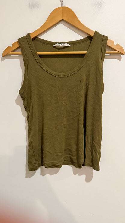Max Olive Ribbed Sleeveless Top Size M