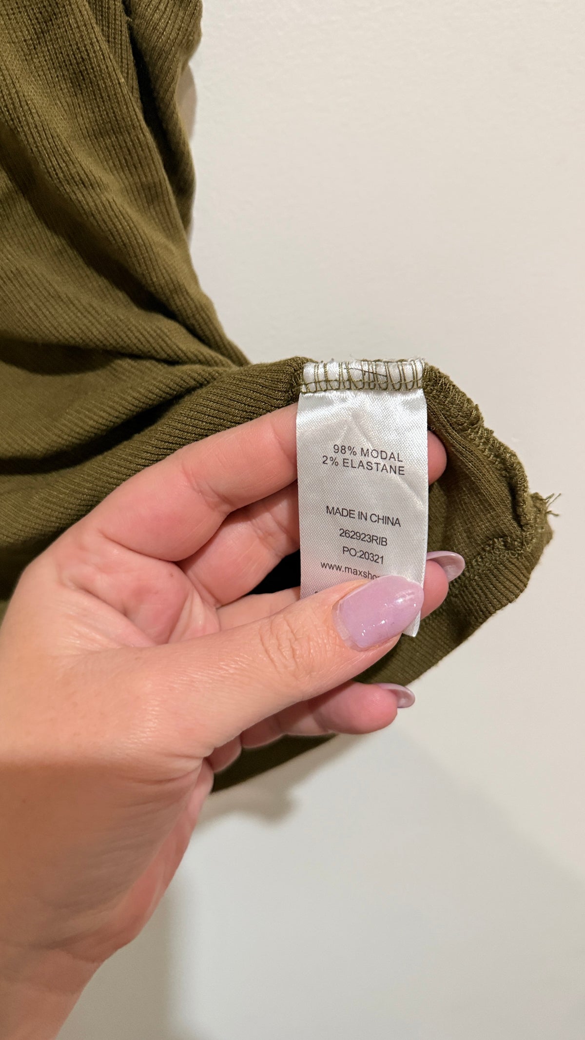 Max Olive Ribbed Sleeveless Top Size M