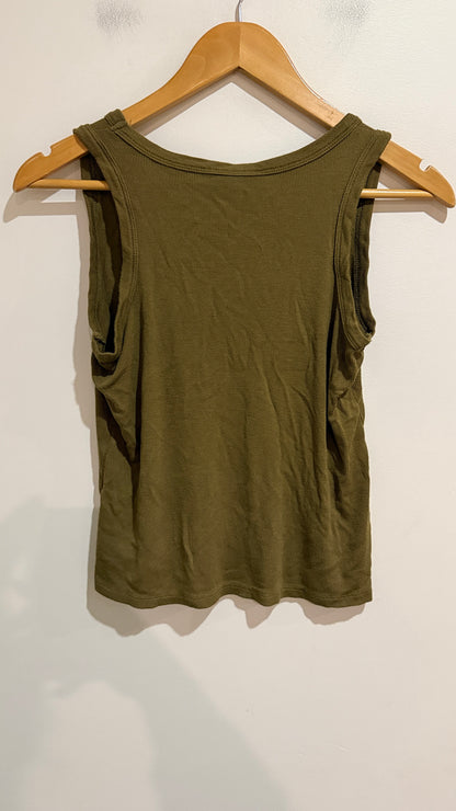 Max Olive Ribbed Sleeveless Top Size M