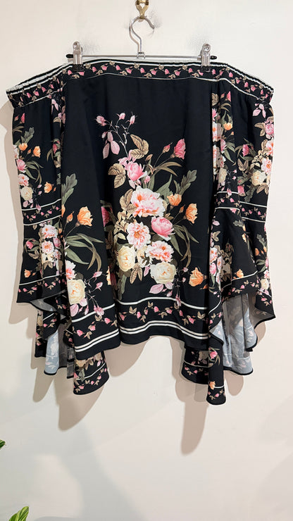 City Chic Black Floral Print Off the Shoulder Top Size S