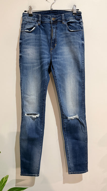 Vintage Skinny Distressed Mid Blue Jeans Size 10R (W28 L32)