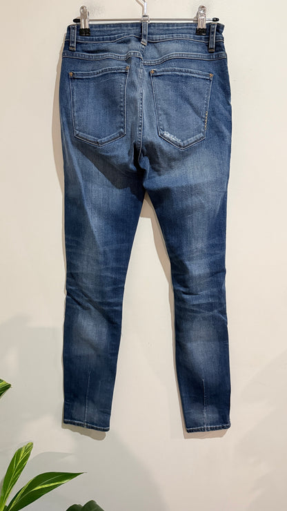Vintage Skinny Distressed Mid Blue Jeans Size 10R (W28 L32)