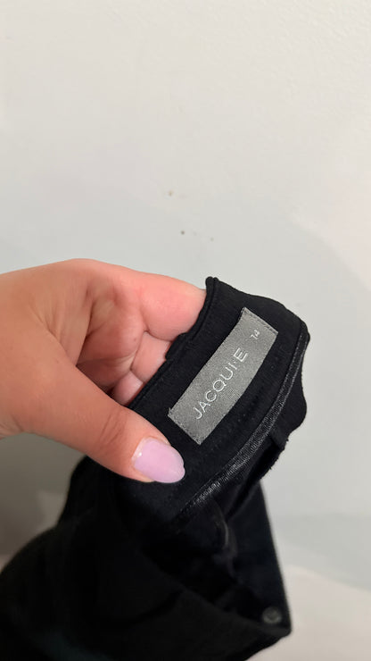 Jacqui E Size 14-16 Black Bootcut Pull On Pants
