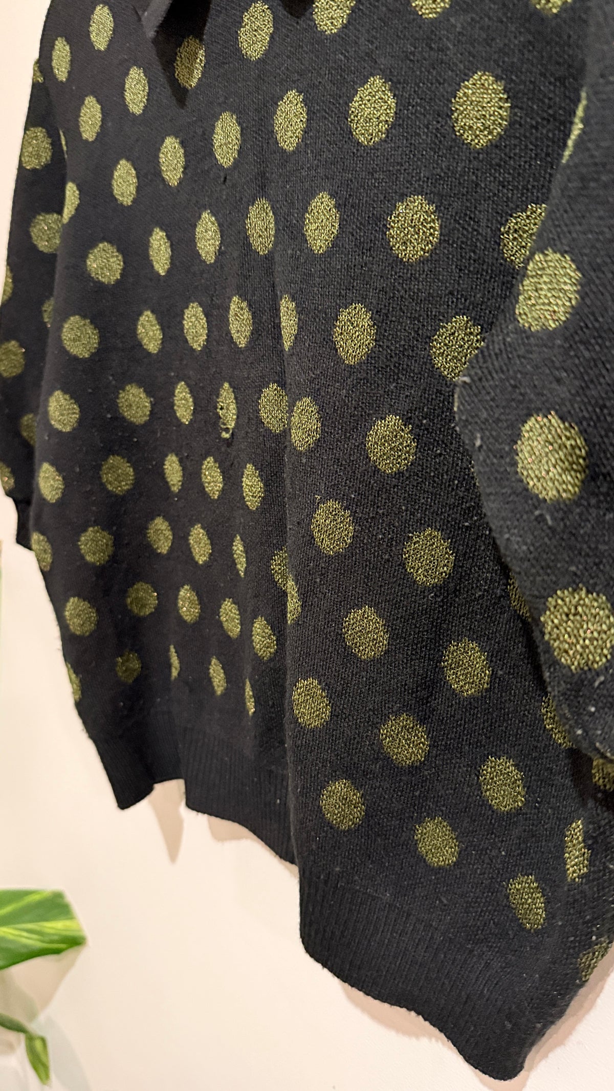 Kate Sylvester Polka Dot Collared Knit Top Size M U/arm to U/arm 50cm
