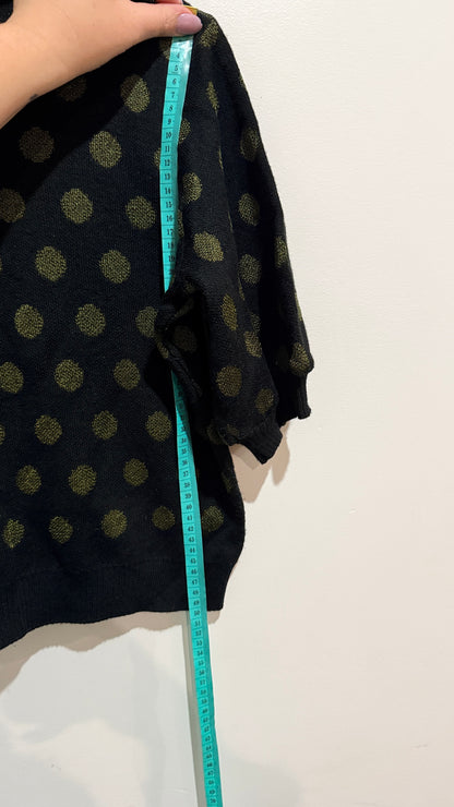 Kate Sylvester Polka Dot Collared Knit Top Size M U/arm to U/arm 50cm