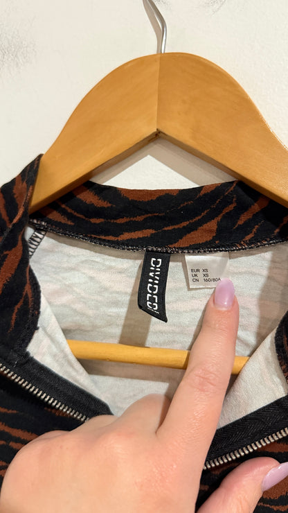 H&M Divided Divided Tiger Print Zip Mini Dress Size XS