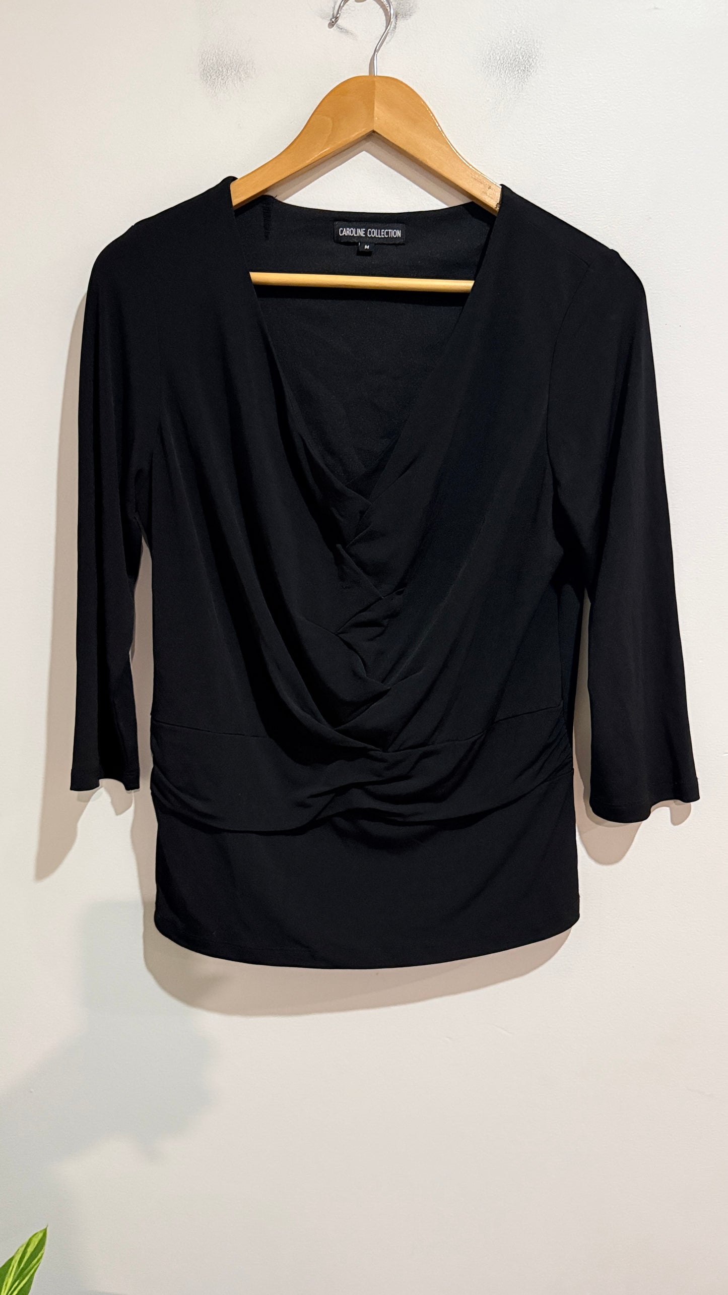 Caroline Collection Draped Wrap Top Size M