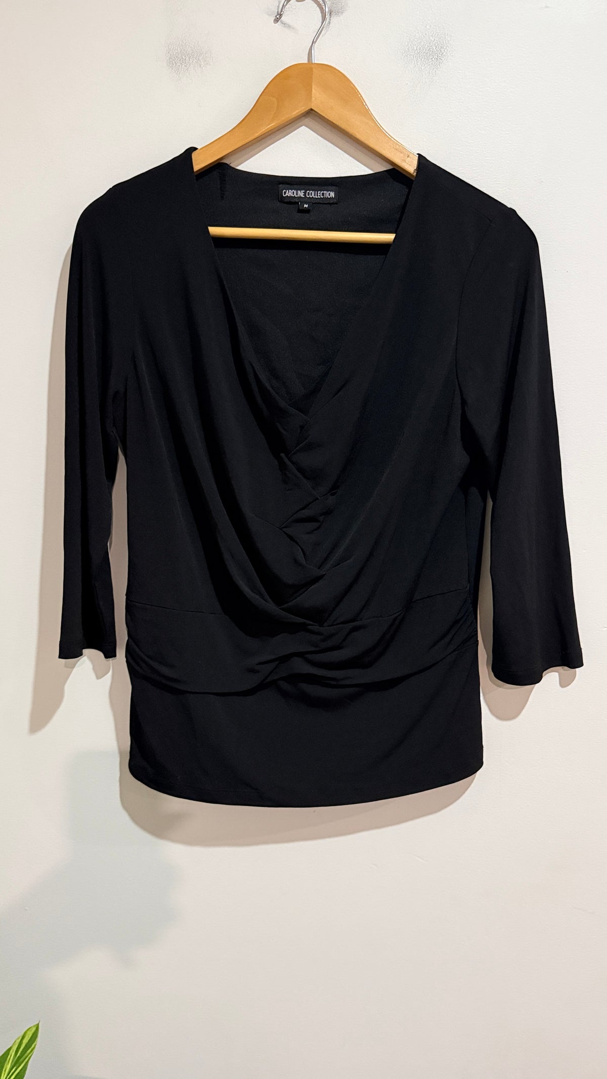 Caroline Collection Draped Wrap Top Size M