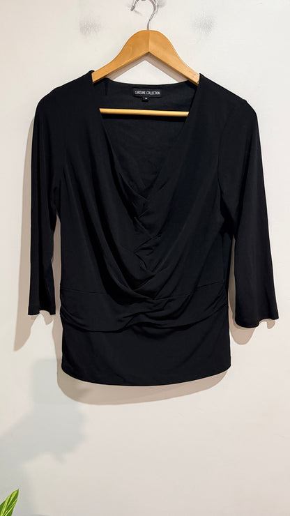 Caroline Collection Draped Wrap Top Size M