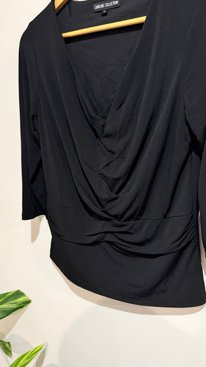 Caroline Collection Draped Wrap Top Size M