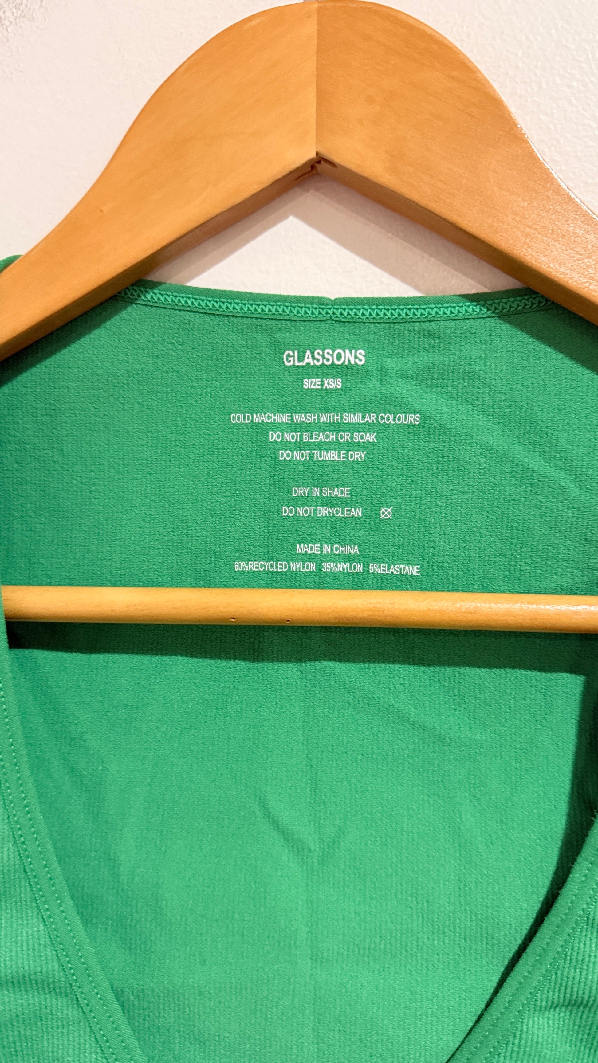 Glassons Green Ribbed Long Sleeve Tie Wrap Crop Top Size XXS