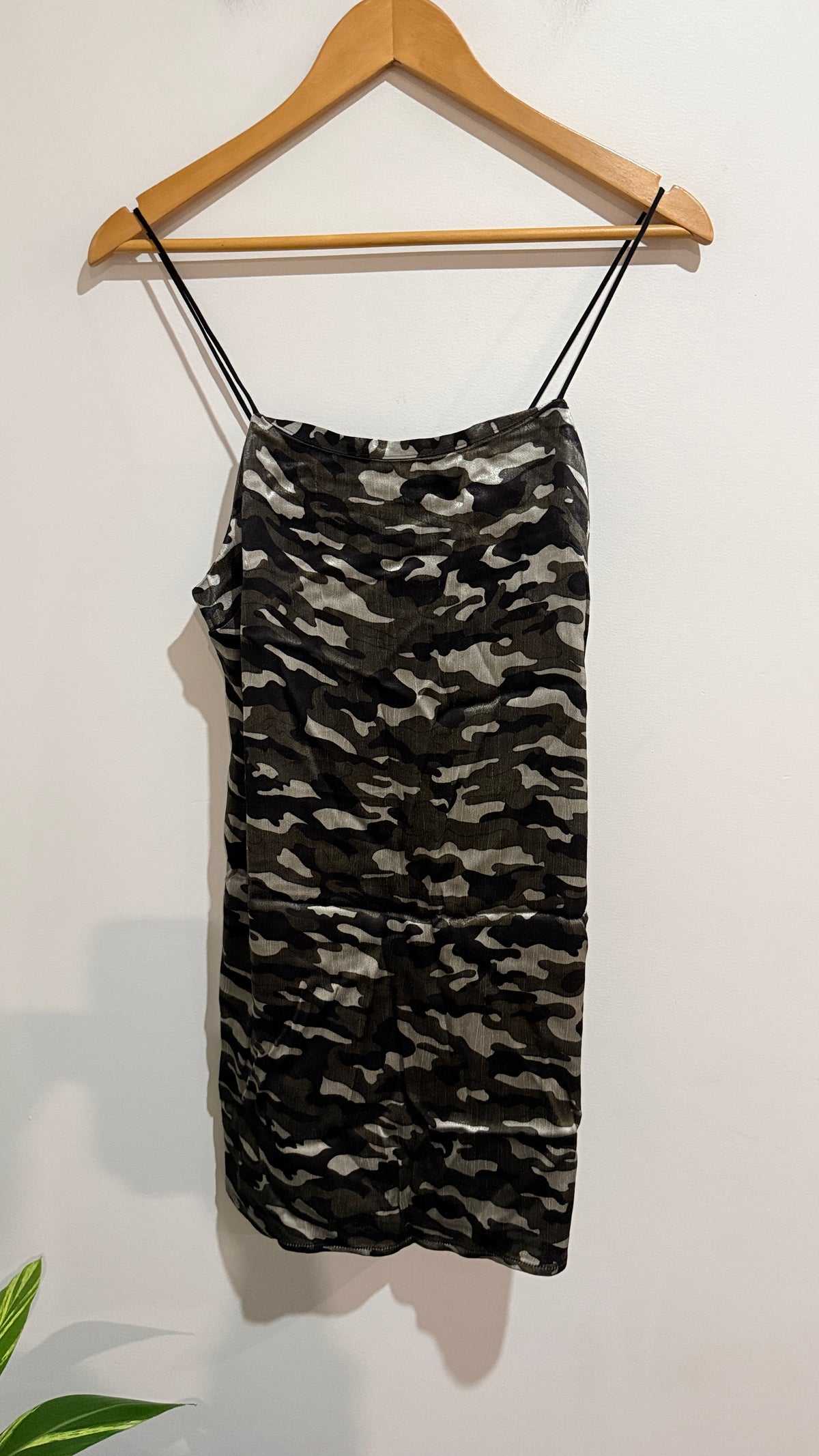 Topshop Petite Camo Print Ruched Strappy Mini Dress Size 10