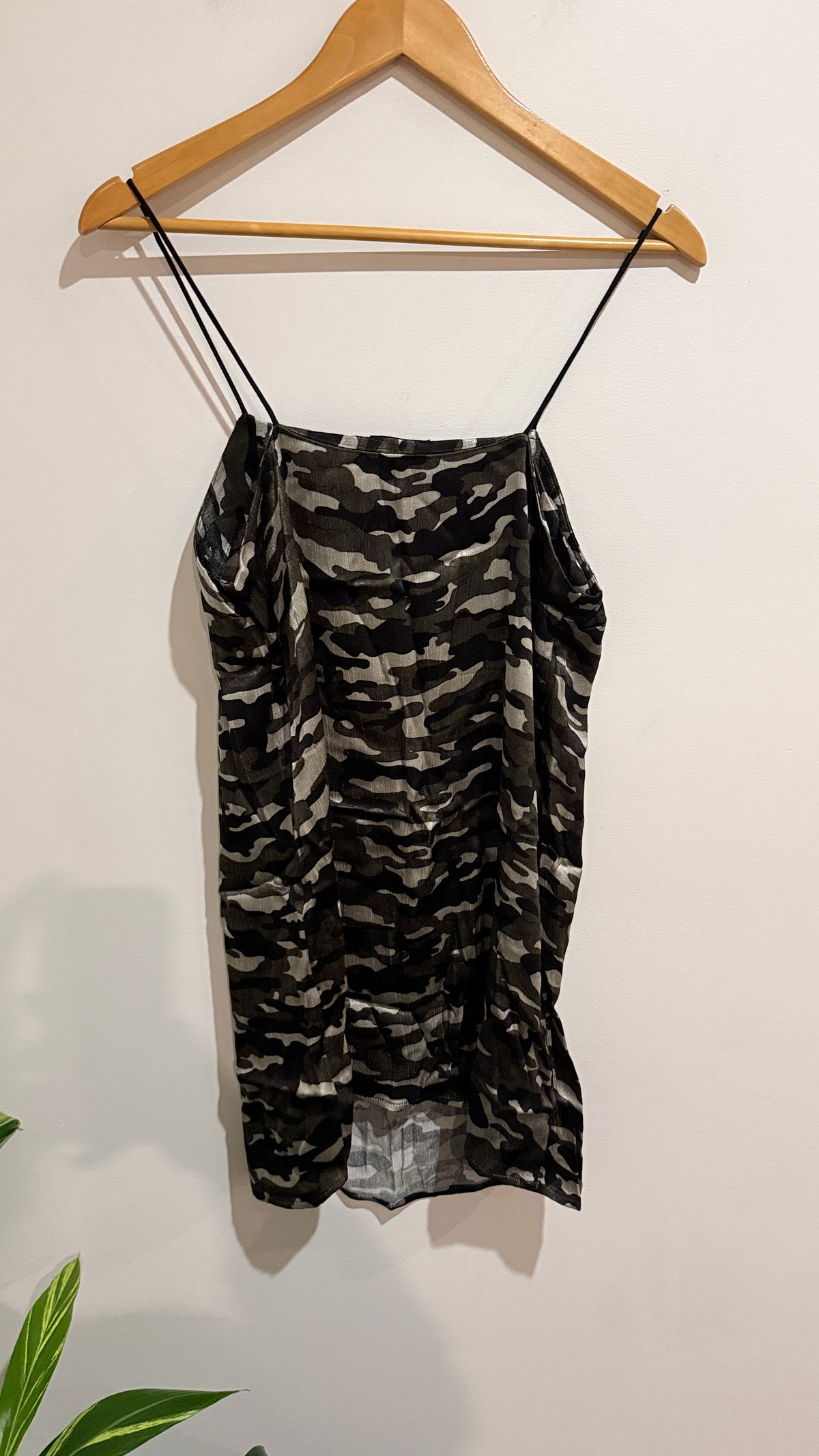 Topshop Petite Camo Print Ruched Strappy Mini Dress Size 10