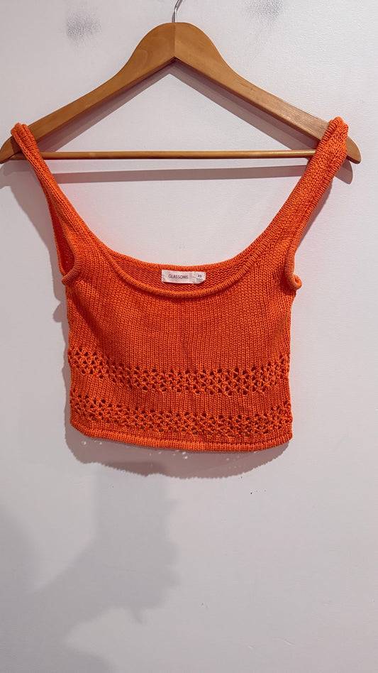 Glassons Orange Knit Crop Tank Size XS