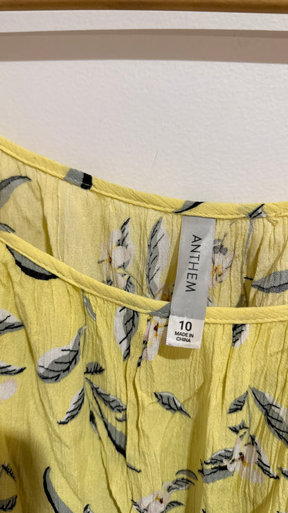Anthem Yellow Floral Print Off Shoulder Top Size 10